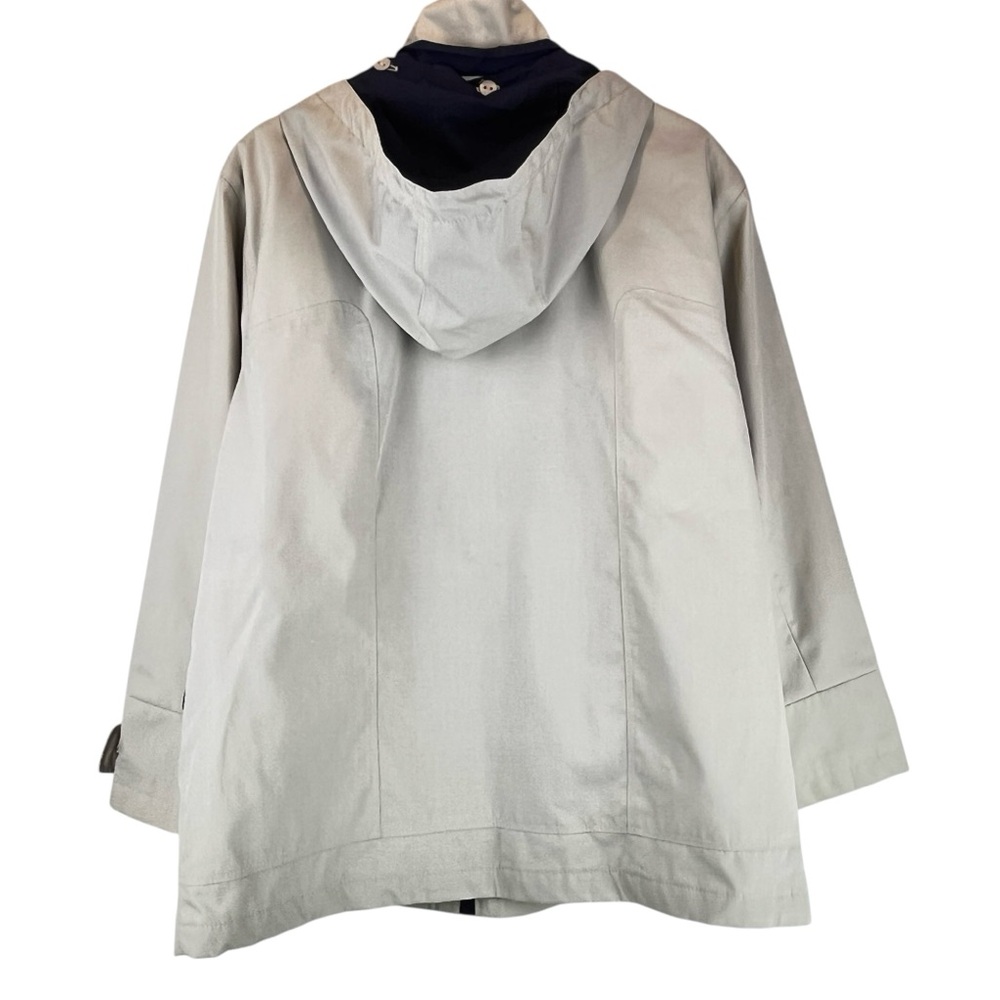Mackintosh New England Hooded Rain Jacket Nautical Beige Navy Sz L - Picture 3 of 14